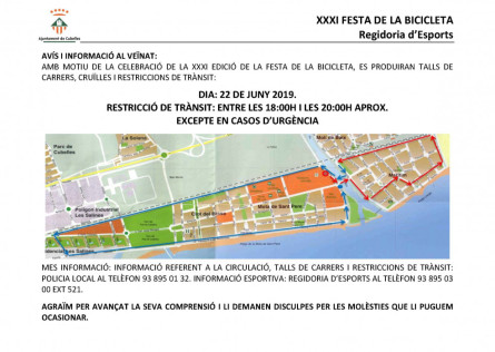 Restriccions trànsit Festa Bicicleta 2019
