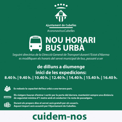 coronavirus HORARI BUS URBÀ