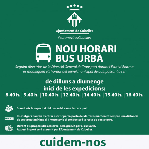 coronavirus HORARI BUS URBÀ