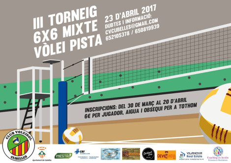 Cartell 3r Torneig voleibol 6x6 mixte pista 2017