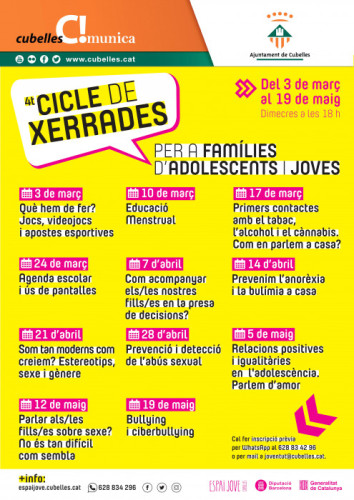 4t Cicle de xerrades per a famílies d'adolescents i joves