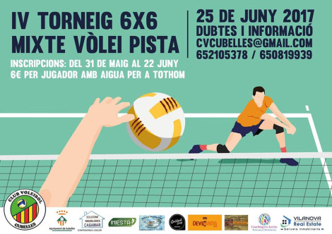 Cartell IV Torneig 6x6 mixte vòlei. 2017. Club Voleibol Cubelles.