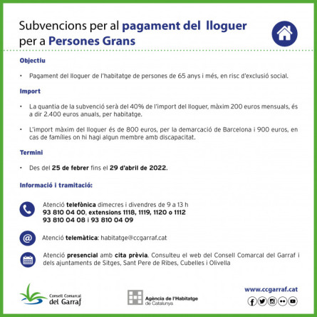 Ajuts lloguer gent gran