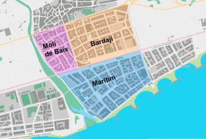 Mapa del barri Marítim, Molí de Baix i Bardají